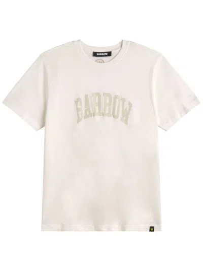 Barrow White T-shirt With Lettering And Graphic Print With Smile In White