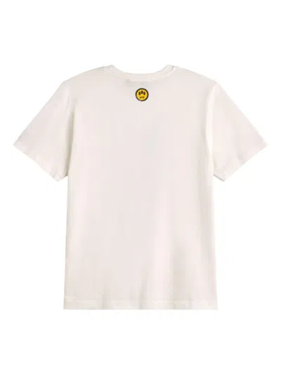 Barrow White T-shirt With Lettering And Graphic Print With Smile In White