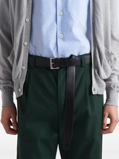 Prada Mens Green Poplin Brand-print Straight-leg Slim-fit Woven Trousers In Green