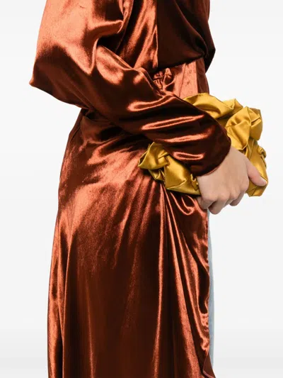 Zimmermann Illustration Draped Asymmetric Satin Top In Orange