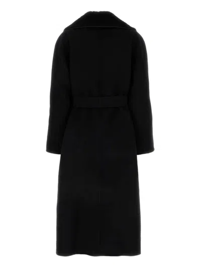Fendi Black Wool Blend Coat In Black