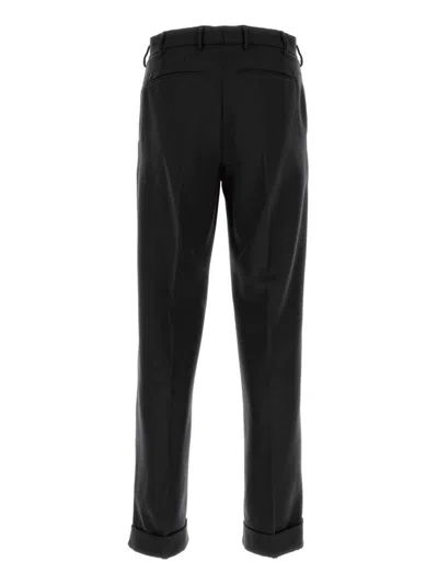 Pt Torino Straight Wool Trousers Elastic Waist In Black