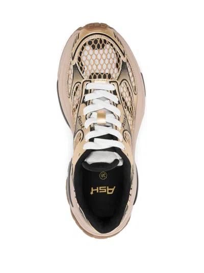 Ash Dragon Sneakers In Gold Leather And Fabric In Gold