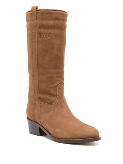 Fay 45mm Suede Boots In Brown