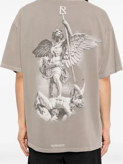 Shop Represent St Michael T-shirt In Neutrals