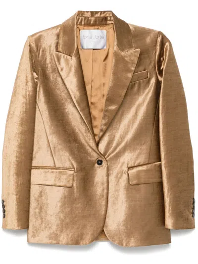 Forte Forte Wool Cloth Jacket Contrasting Velvet Rever In Gold