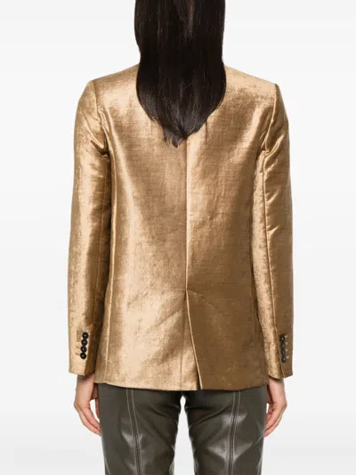 Forte Forte Wool Cloth Jacket Contrasting Velvet Rever In Gold