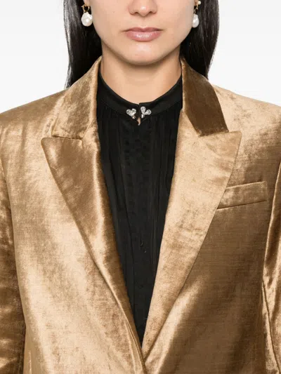 Forte Forte Wool Cloth Jacket Contrasting Velvet Rever In Gold