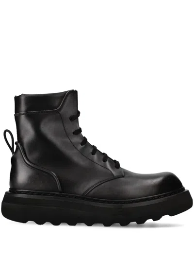 Premiata Padded Lace-up Ankle Boots In Black