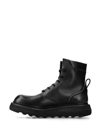 Premiata Padded Lace-up Ankle Boots In Black