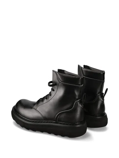 Premiata Padded Lace-up Ankle Boots In Black