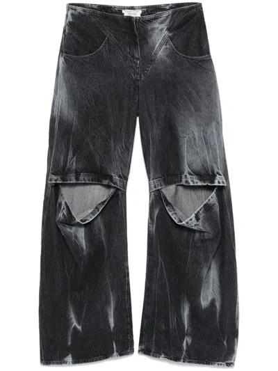 Alessandro Vigilante Cut-out Detail Stonewashed Jeans In Blue