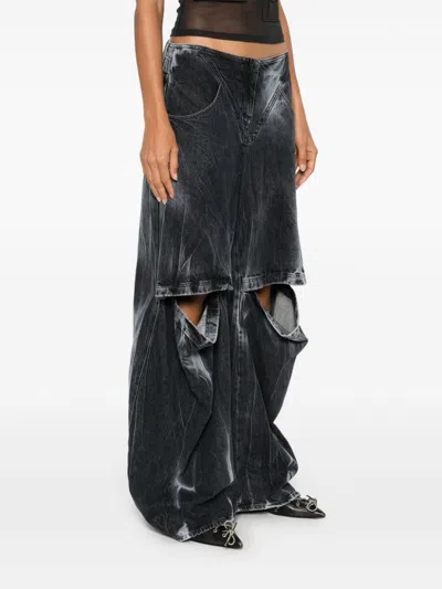 Alessandro Vigilante Cut-out Detail Stonewashed Jeans In Blue
