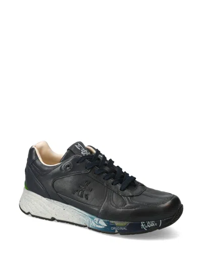 Premiata Mase 7082 Logo Leather Sneakers In Black
