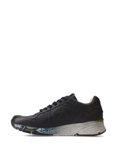 Premiata Mase 7082 Logo Leather Sneakers In Black