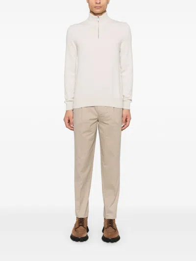 Zanone Half-zip Sweater In Neutrals