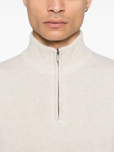 Zanone Half-zip Sweater In Neutrals