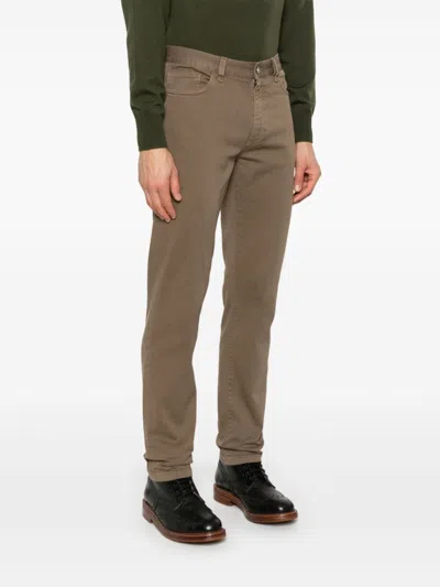 Zegna City Trousers In Brown