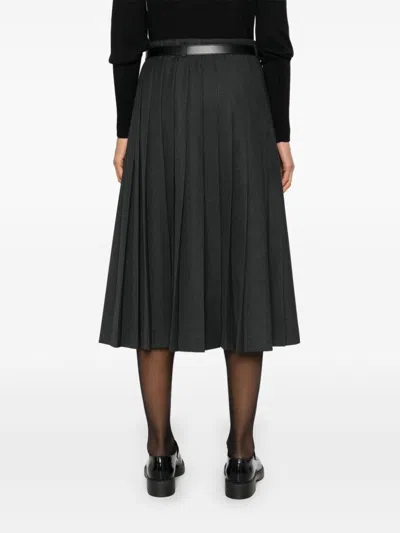 Prada Pleated Midi Skirt In Black