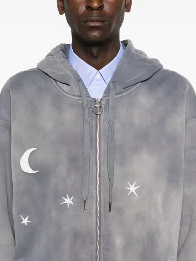 Shop Kidsuper Moon-patch Zip-up Hoodie In Blue