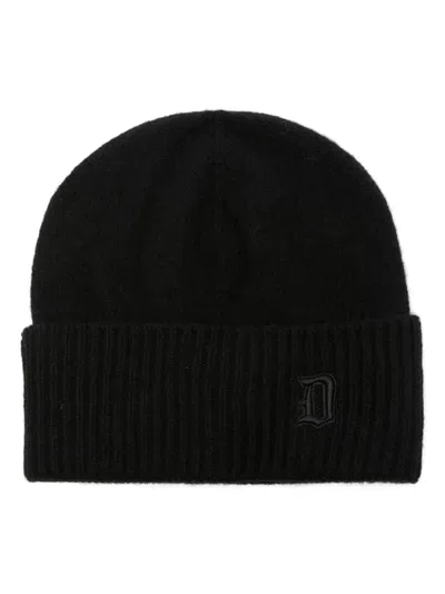 Shop Dondup Logo-embroidered Beanie Hat In Black