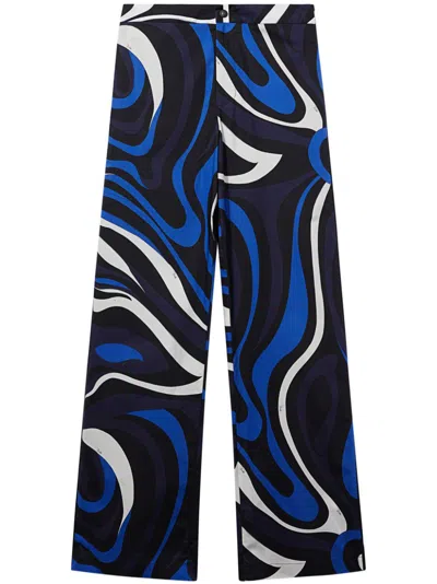 Pucci Marmo-print Trousers In Blue