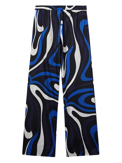 Pucci Marmo-print Trousers In Blue