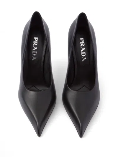 Prada Black Leather Pumps In Black