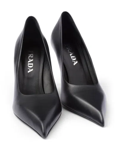 Prada Black Leather Pumps In Black