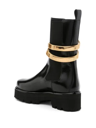 René Caovilla Cleo Leather Snake-wrap Chelsea Booties In Black