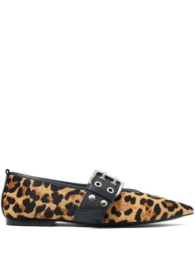 Shop Bimba Y Lola Leopard-print Ballerina Shoes In Brown