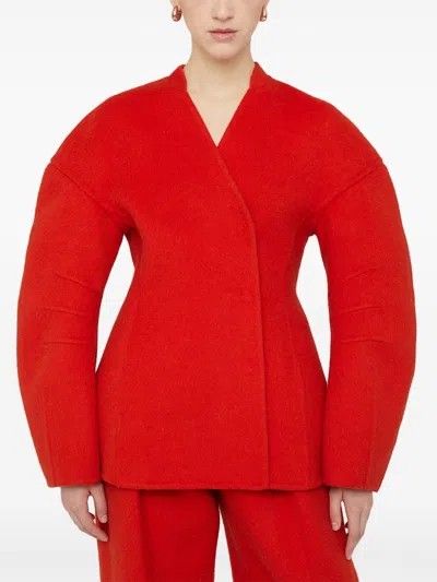 Jil Sander Wool-blend Jacket In Red