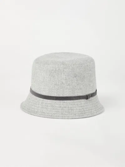 Brunello Cucinelli Monili Chain Detail Bucket Hat In Grey
