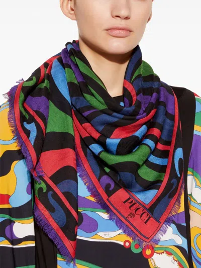 Pucci Marmo-print Silk Scarf In Purple