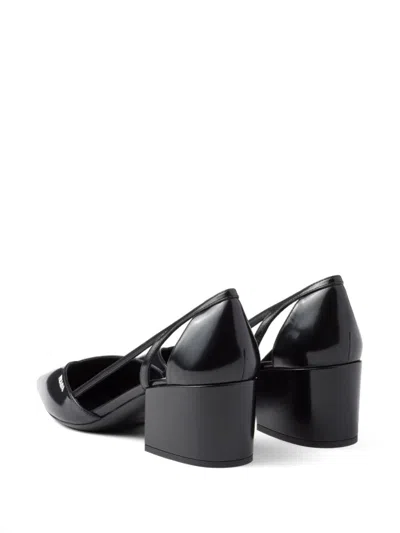 Prada Leather Cutout Block-heel Pumps In Animal Print