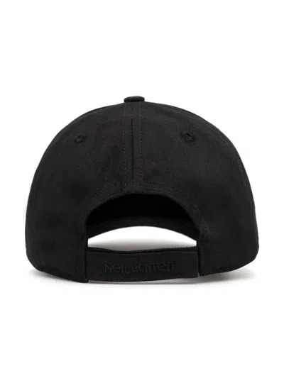 Neil Barrett Twill Cap With Tone On Tone Monogram In Black