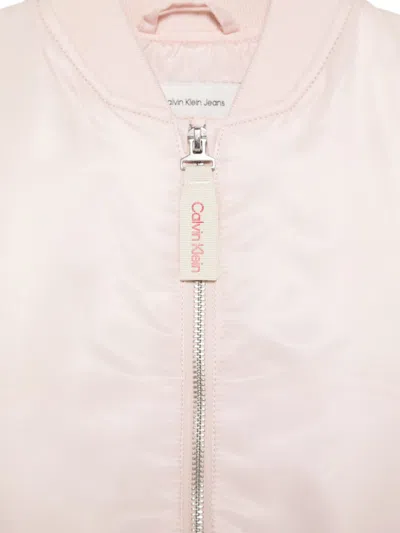 Calvin Klein Satin Bomber Jacket In Pink