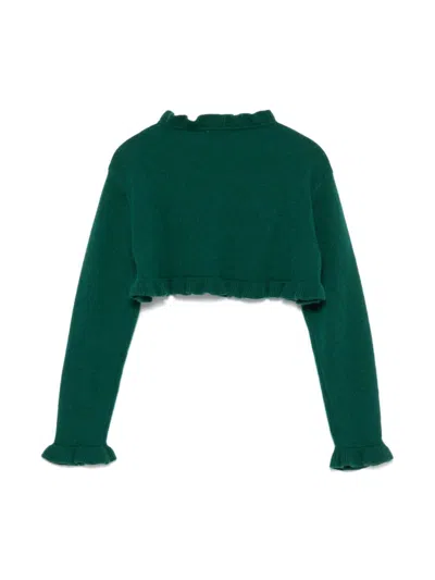 Siola Ruffle-trim Cardigan In Green