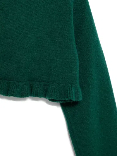 Siola Ruffle-trim Cardigan In Green
