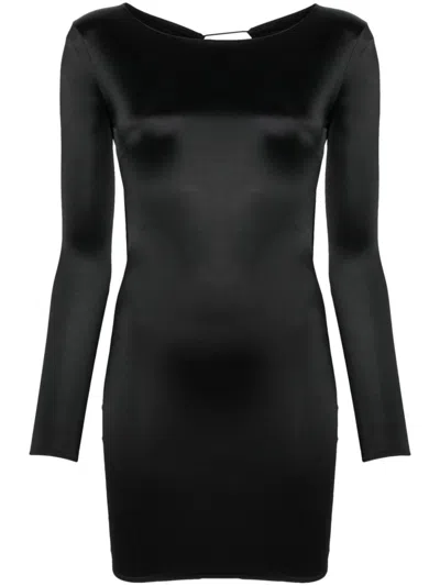 Maison Close Open-back Long-sleeve Mini Dress In Black