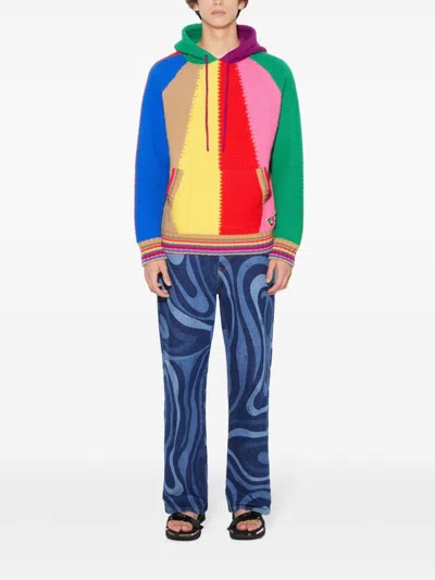 Pucci Colourblock Wool Hoodie In Red