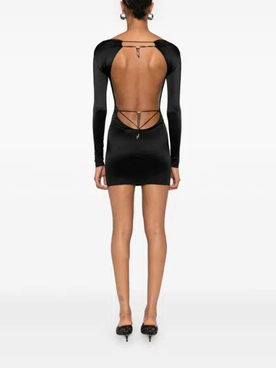 Maison Close Open-back Long-sleeve Mini Dress In Black