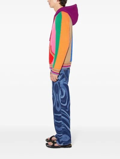 Pucci Colourblock Wool Hoodie In Red