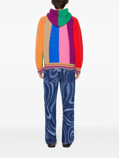 Pucci Colourblock Wool Hoodie In Red
