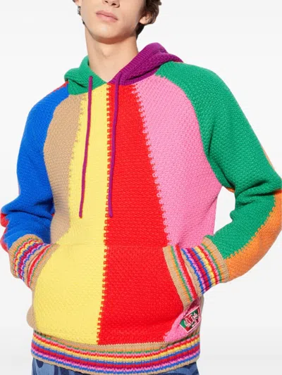 Pucci Colourblock Wool Hoodie In Red