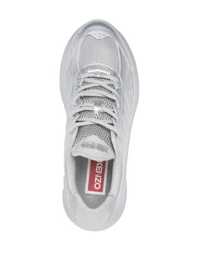 Kenzo Pace Mesh Metallic Sneakers In Silver