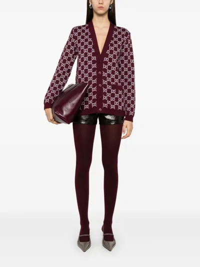 Gucci Double-sided Gg Wool Jacquard Cardigan In Red