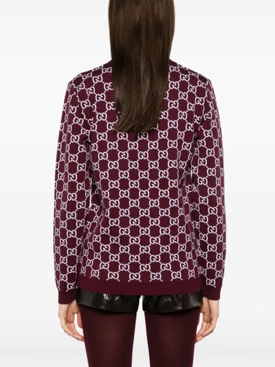Gucci Double-sided Gg Wool Jacquard Cardigan In Red