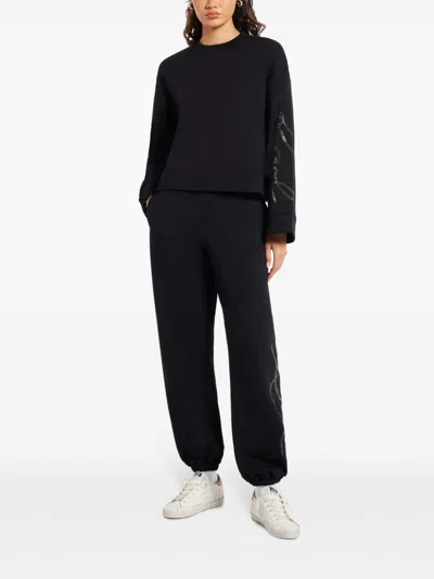 Karl Lagerfeld Rhinestone-embellished Track Pants In Black
