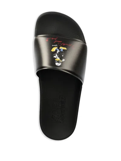 Karl Lagerfeld Karl-motif Flip Flops In Black